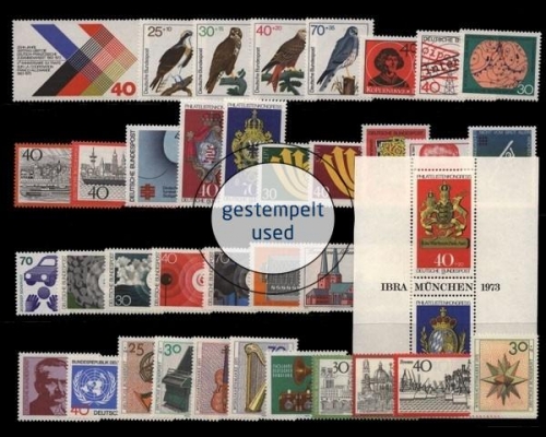 Deutschland (BRD), MiNr. 753-790, Jahrgang 1973, gestempelt