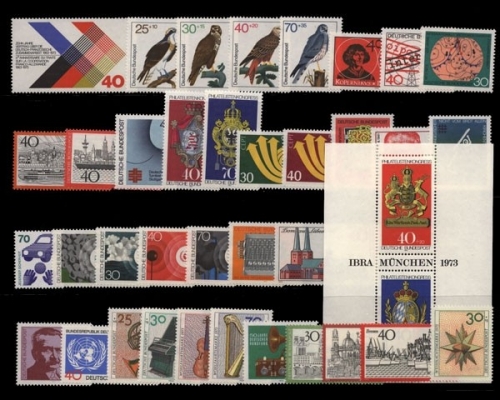 Deutschland (BRD), MiNr. 753-790, Jahrgang 1973, postfrisch