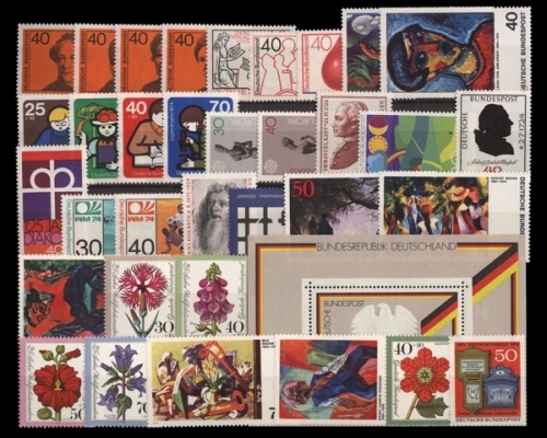 Deutschland (BRD), MiNr. 791-825, Jahrgang 1974, postfrisch