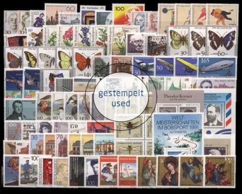 Deutschland (BRD), MiNr. 1488-1581, Jahrgang 1991, gestempelt