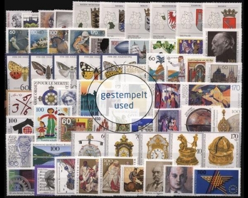 Deutschland (BRD), MiNr. 1582-1644, Jahrgang 1992, gestempelt