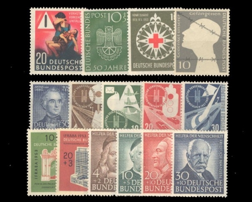 Deutschland (BRD), MiNr. 162-176, Jahrgang 1953, postfrisch