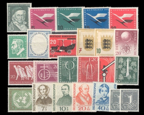 Deutschland (BRD), MiNr. 204-226 y, Jahrgang 1955, postfrisch