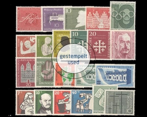 Deutschland (BRD), MiNr. 227-248, Jahrgang 1956, gestempelt