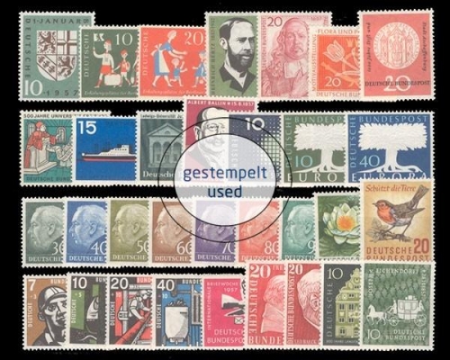 Deutschland (BRD), MiNr. 249-280, Jahrgang 1957, gestempelt