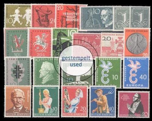Deutschland (BRD), MiNr. 281-301, Jahrgang 1958, gestempelt