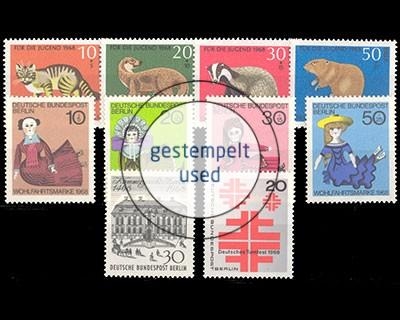 Berlin, MiNr. 316-325, Jahrgang 1968, gestempelt