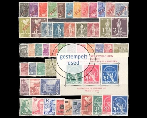 Berlin, MiNr. 21-70, Jahrgang 1949, gestempelt