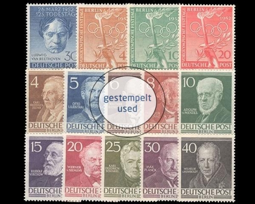 Berlin, MiNr. 87-100, Jahrgang 1952, gestempelt