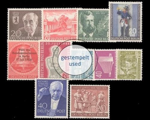 Berlin, MiNr. 115-125, Jahrgang 1954, gestempelt