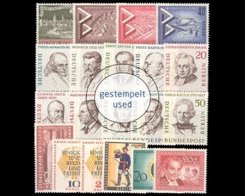 Berlin, MiNr. 159-178, Jahrgang 1957, gestempelt