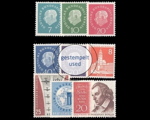 Berlin, MiNr. 182-190, Jahrgang 1959, gestempelt