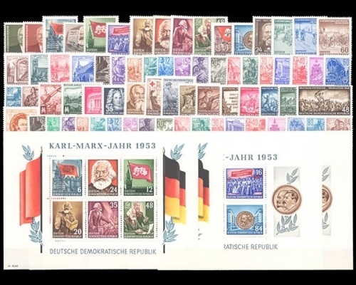 DDR, MiNr. 342-422, Jahrgang 1953, postfrisch