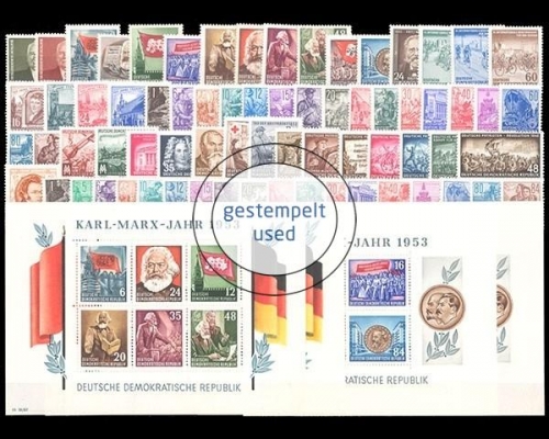 DDR, MiNr. 342-422, Jahrgang 1953, gestempelt