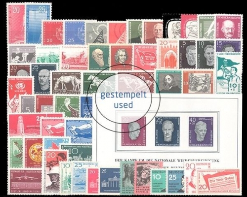 DDR, MiNr. 616-672, Jahrgang 1958, gestempelt