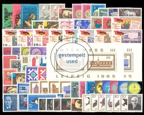 DDR, MiNr. 1084-1153, Jahrgang 1965, gestempelt