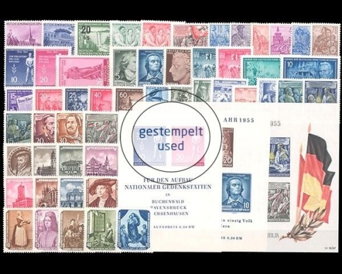 DDR, MiNr. 447-509, Jahrgang 1955, gestempelt