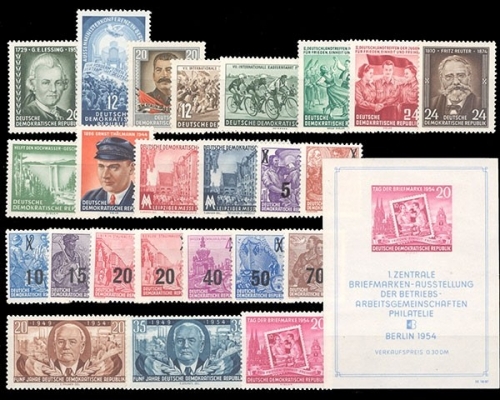 DDR, MiNr. 423-Block 10, Jahrgang 1954, postfrisch