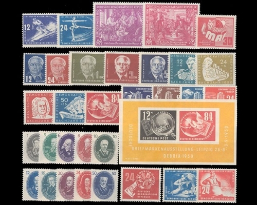 DDR, MiNr. 246-279, Jahrgang 1950, postfrisch