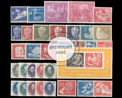 DDR, MiNr. 246-279, Jahrgang 1950, gestempelt