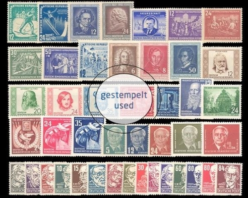 DDR, MiNr. 298-341, Jahrgang 1952, gestempelt