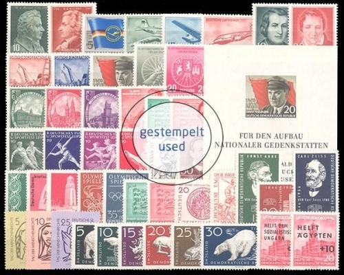 DDR, MiNr. 510-558, Jahrgang 1956, gestempelt