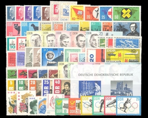 DDR, MiNr. 934-1003, Jahrgang 1963, postfrisch