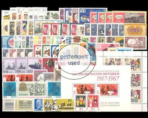 DDR, MiNr. 1245-1334, Jahrgang 1967, gestempelt