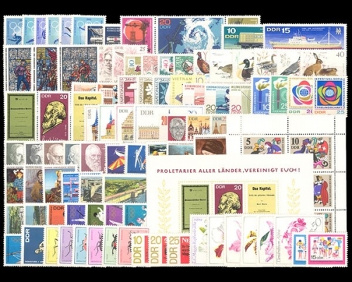 DDR, MiNr. 1335-1433, Jahrgang 1968, postfrisch