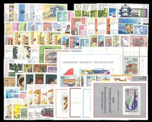 DDR, MiNr. 2478-2571, Jahrgang 1980, postfrisch