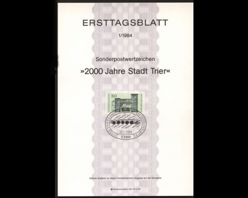 Deutschland (BRD) Ersttagsblätter, Jahrgang 1984, 1/1984 - 26/1984