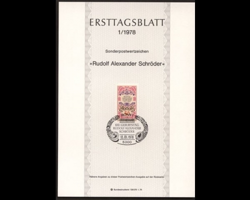 Deutschland (BRD) Ersttagsblätter, Jahrgang 1978, 1/1978 - 22/1978