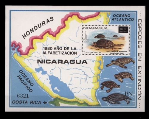 Nicaragua, MiNr. Block 136, Schildkröte, postfrisch