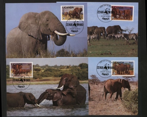 Uganda, MiNr. 361-364, Maximumkarten
