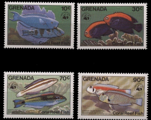 Grenada, Fische / Meerestiere, MiNr. 1299-1302, postfrisch