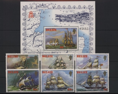 Belize, Michel Nr. 625-630 + Block 48, postfrisch