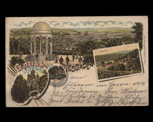 Wiesbaden, vom Neroberg, Griechische Kapelle, Nerothal