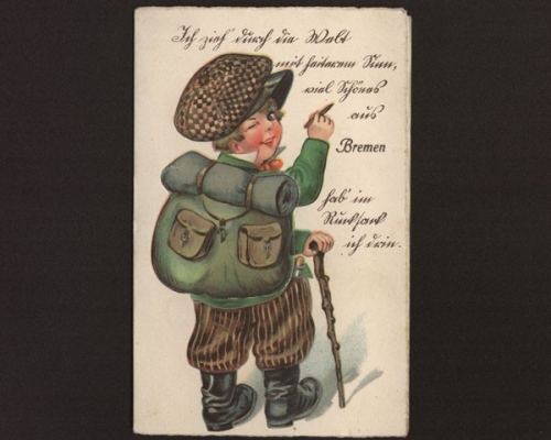 Bremen - Junge mit Rucksack, Leporello-Karte