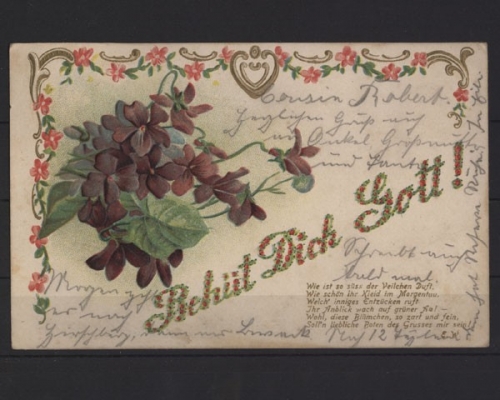 Veilchen u. Blumenranken, Behüt Dich Gott!, Grußvers