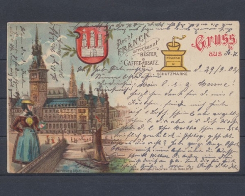 Hamburg, Rathaus, Karte mit Wappen