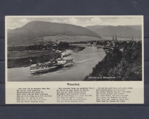 Höxter, a.d. Oberweser, Dampfer, Karte mit Weserlied