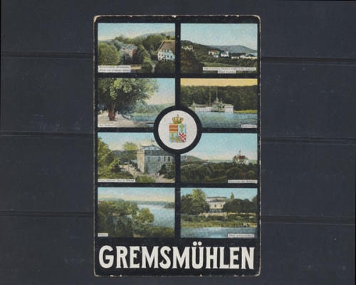 Gremsmühlen, verschiedene Ortsansichten, Karte mit Wappen