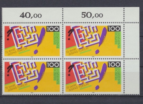 Deutschland (BRD), MiNr. 1453, Viererblock, Ecke rechts oben, postfrisch, Michel Nr. 1453 (4), postfrisch