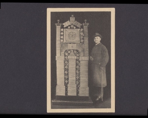 Kunstuhr, aus Strohhalmen gefertigt v. Aug. Lehrke, Goslar a. H.