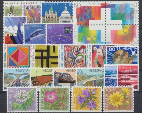 Schweiz, MiNr. 1436-1460, Jahrgang 1991, postfrisch