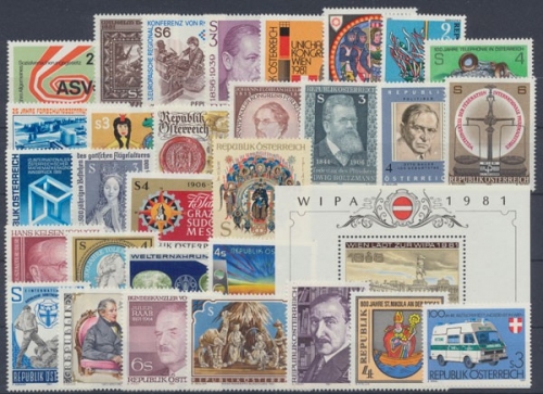 Österreich, MiNr. 1664-1694, Jahrgang 1981, postfrisch