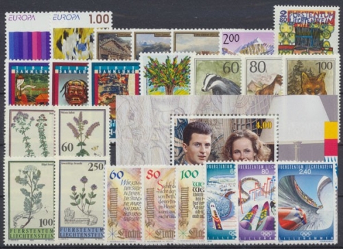 Liechtenstein, MiNr. 1054-1078, Jahrgang 1993, postfrisch
