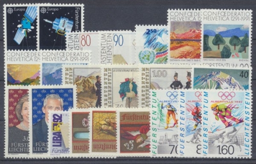 Liechtenstein, MiNr. 1011-1032, Jahrgang 1991, postfrisch