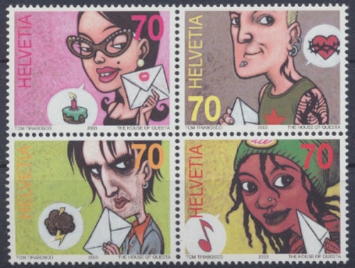 Schweiz, MiNr. 1839-1842, 4er Zusammendruck, postfrisch