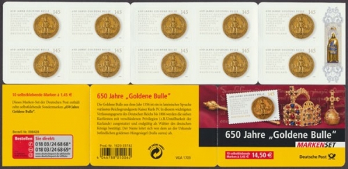 Deutschland (BRD), Michel Nr. MH 62, 2516, Goldener Bulle, postfrisch